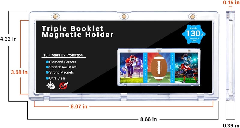 RIXUGIT 2-Pack Triple Booklet Magnetic Card-Holder - 201mm Booklet Card Holder, Inner Dimension: 8.07"x3.58"x0.15", Triple Magnet High Definition, UV Protection, Triple Booklet Card, Collection Display Frame - Image 2